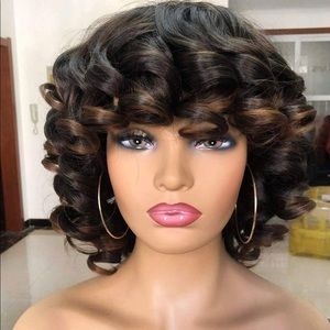 Short Curly Wigs with Bangs